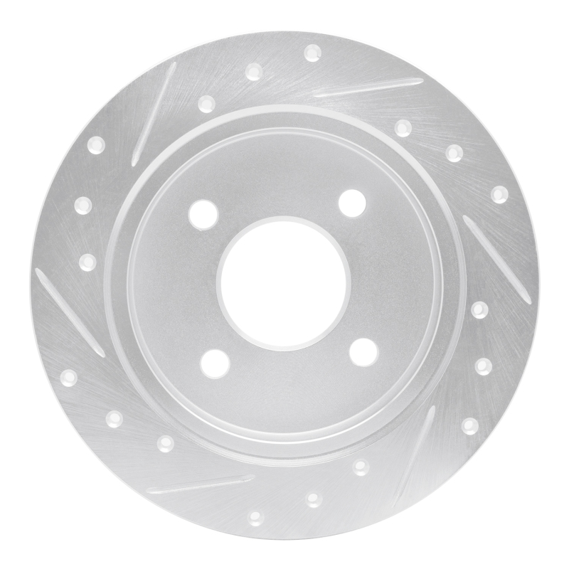Ford Fiesta Brake Rotor (1) - Rear Right - R1 Concepts - Drilled & Slotted - Silver - `01-`19